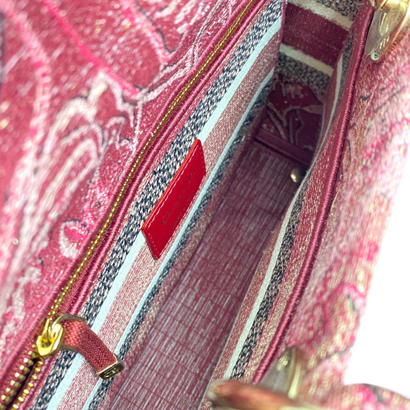 粉紅色 刺繡帆布 Lady D-Lite 两用包【Dior 迪奧 】 M0565ORWL_M33E-2