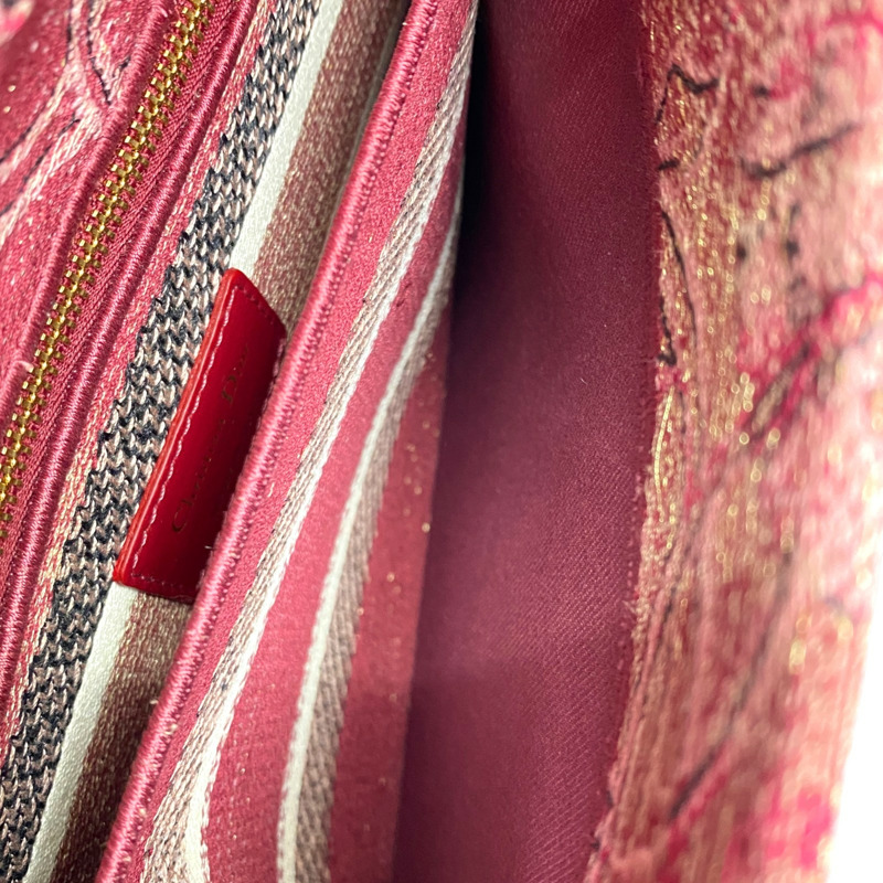 粉紅色 刺繡帆布 Lady D-Lite 两用包【Dior 迪奧 】 M0565ORWL_M33E-3