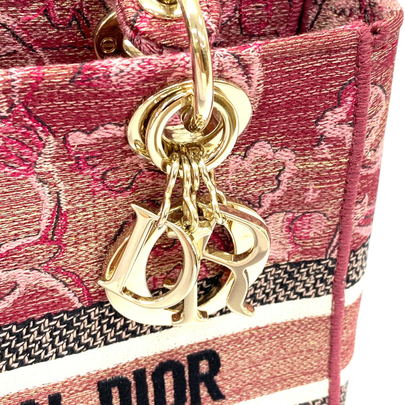 粉紅色 刺繡帆布 Lady D-Lite 两用包【Dior 迪奧 】 M0565ORWL_M33E-11