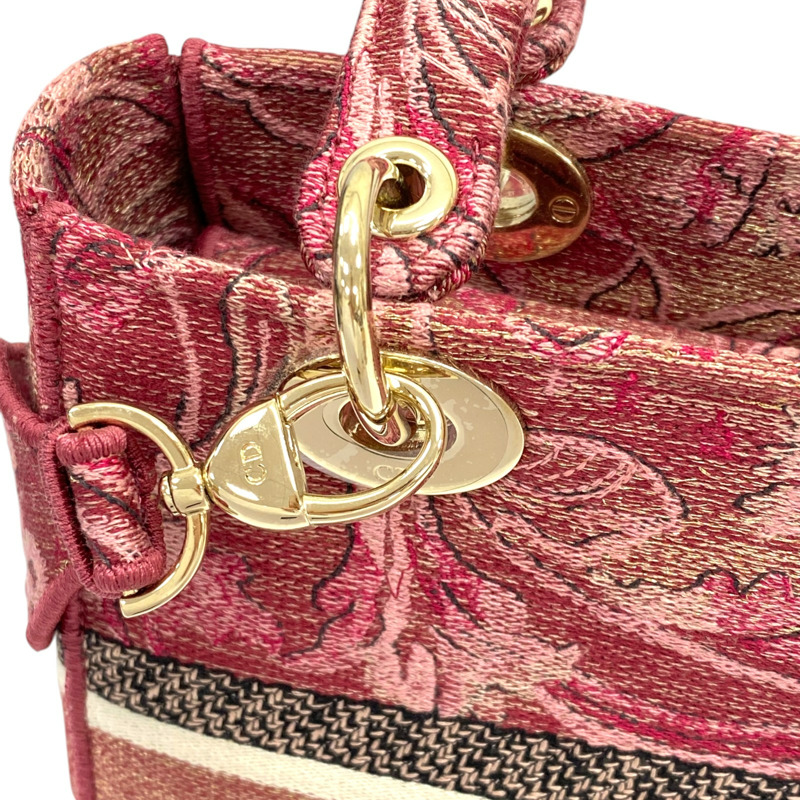 粉紅色 刺繡帆布 Lady D-Lite 两用包【Dior 迪奧 】 M0565ORWL_M33E-12