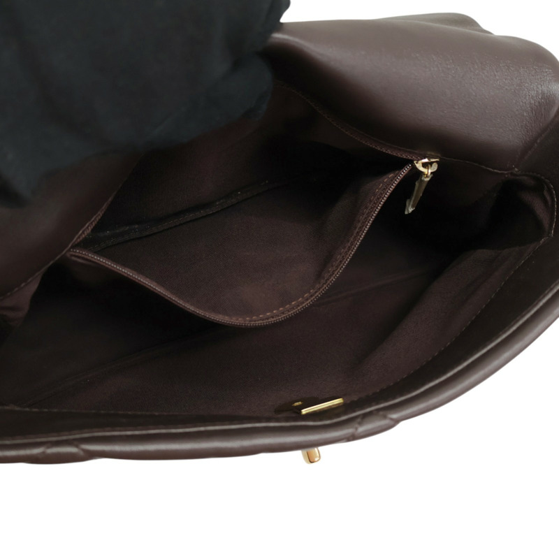 棕色 羊皮 19 口蓋 鍊帶 兩用包【CHANEL 香奈兒】 AS1160-2