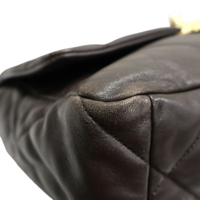 棕色 羊皮 19 口蓋 鍊帶 兩用包【CHANEL 香奈兒】 AS1160-9