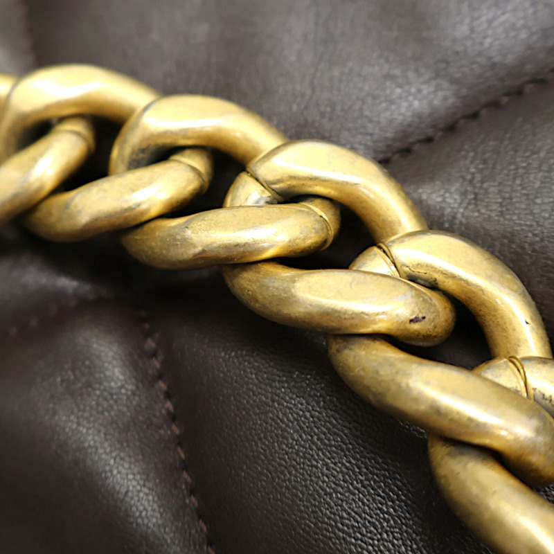 棕色 羊皮 19 口蓋 鍊帶 兩用包【CHANEL 香奈兒】 AS1160-11