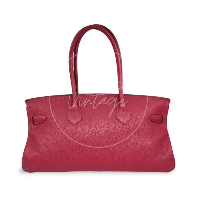 中古 愛馬仕 Hermès JPG Shoulder Birkin 42 銀色五金 Rubis 紅寶石色手袋-2