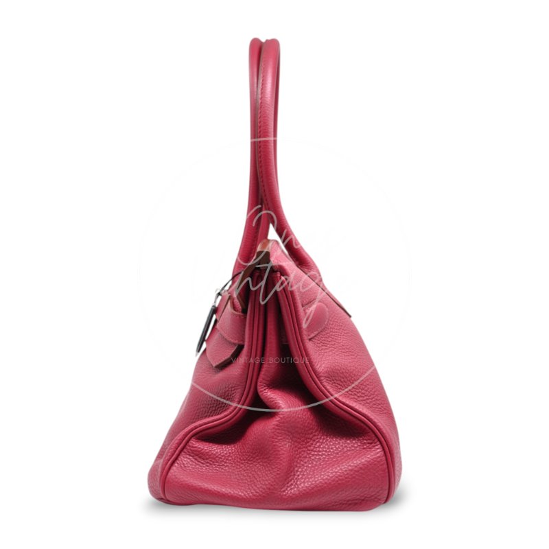 中古 愛馬仕 Hermès JPG Shoulder Birkin 42 銀色五金 Rubis 紅寶石色手袋-4