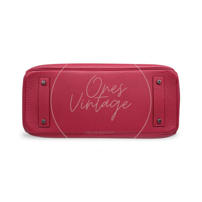 中古 愛馬仕 Hermès JPG Shoulder Birkin 42 銀色五金 Rubis 紅寶石色手袋-5