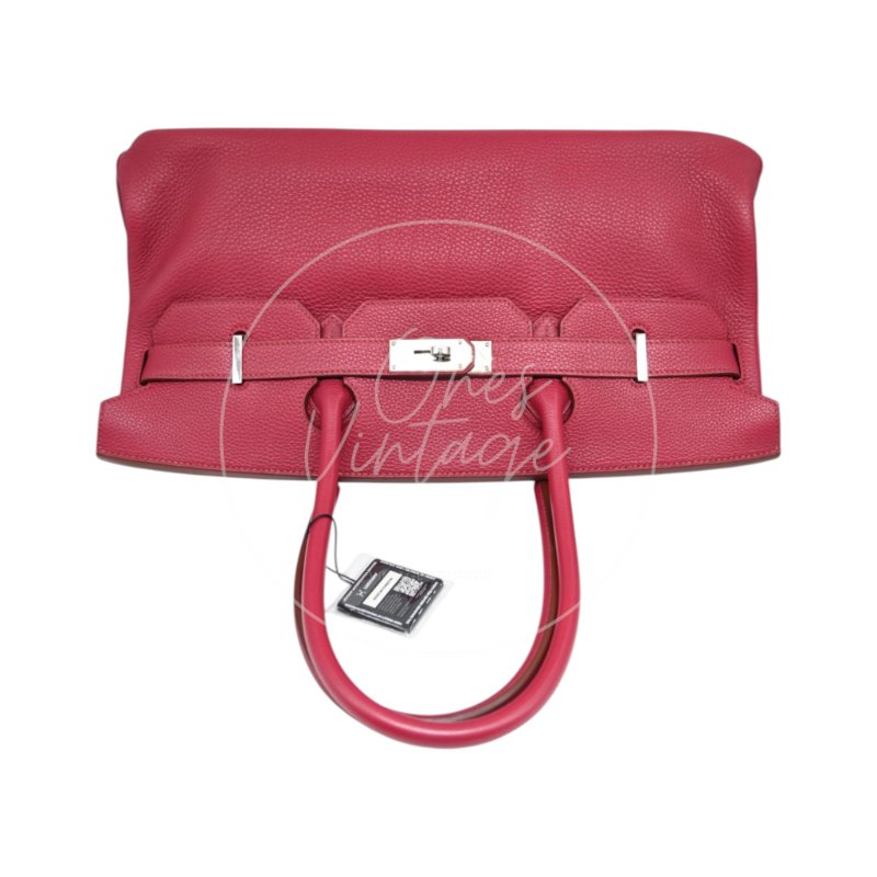 中古 愛馬仕 Hermès JPG Shoulder Birkin 42 銀色五金 Rubis 紅寶石色手袋-6