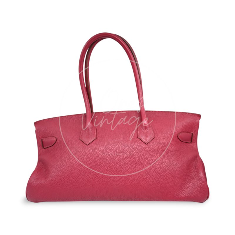 中古 愛馬仕 Hermès JPG Shoulder Birkin 42 銀色五金 Rubis 紅寶石色手袋-10