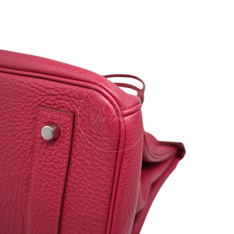 中古 愛馬仕 Hermès JPG Shoulder Birkin 42 銀色五金 Rubis 紅寶石色手袋-13