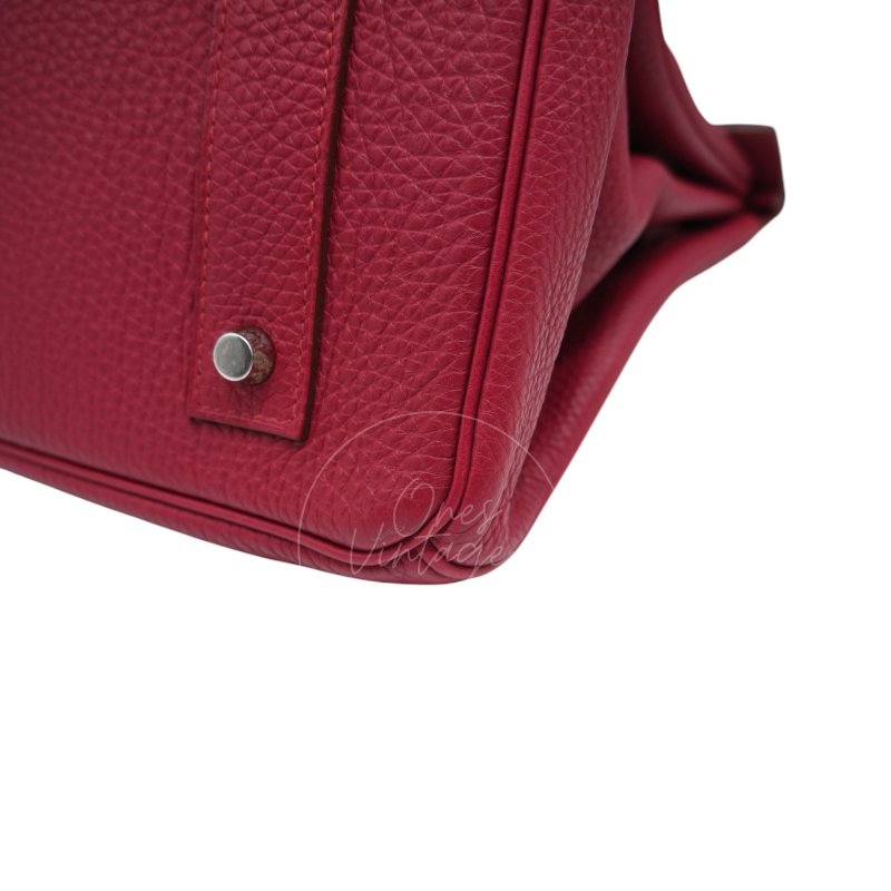 中古 愛馬仕 Hermès JPG Shoulder Birkin 42 銀色五金 Rubis 紅寶石色手袋-14