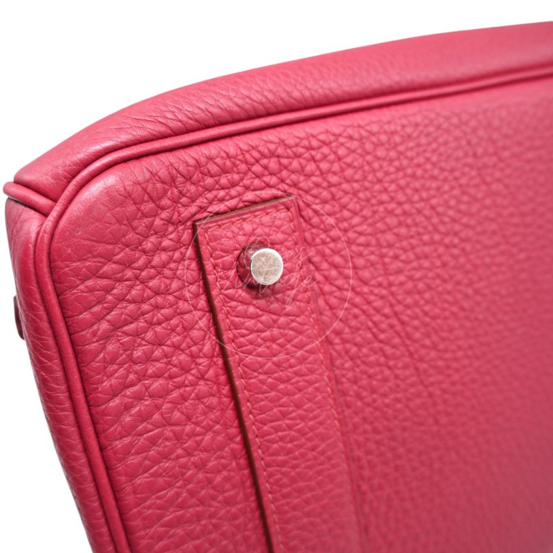 中古 愛馬仕 Hermès JPG Shoulder Birkin 42 銀色五金 Rubis 紅寶石色手袋-15