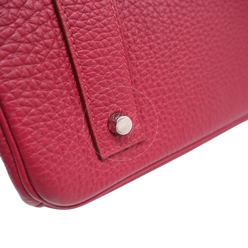 中古 愛馬仕 Hermès JPG Shoulder Birkin 42 銀色五金 Rubis 紅寶石色手袋-16