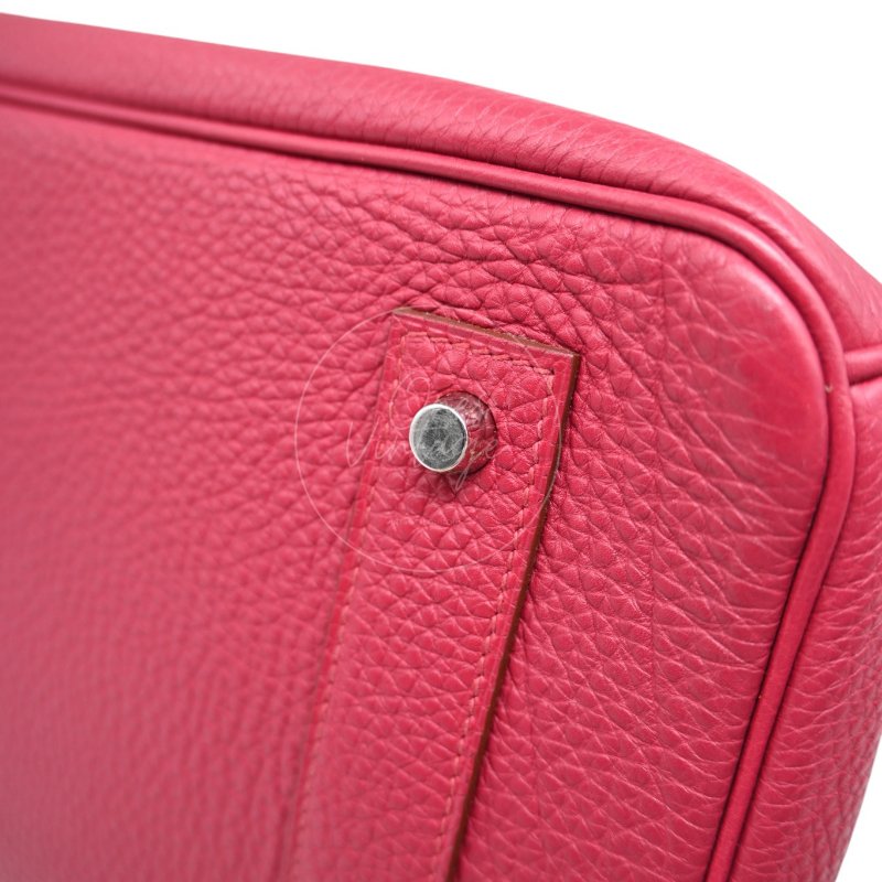 中古 愛馬仕 Hermès JPG Shoulder Birkin 42 銀色五金 Rubis 紅寶石色手袋-17