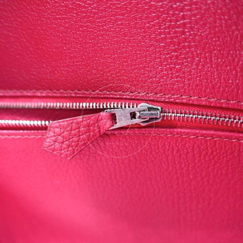 中古 愛馬仕 Hermès JPG Shoulder Birkin 42 銀色五金 Rubis 紅寶石色手袋-20