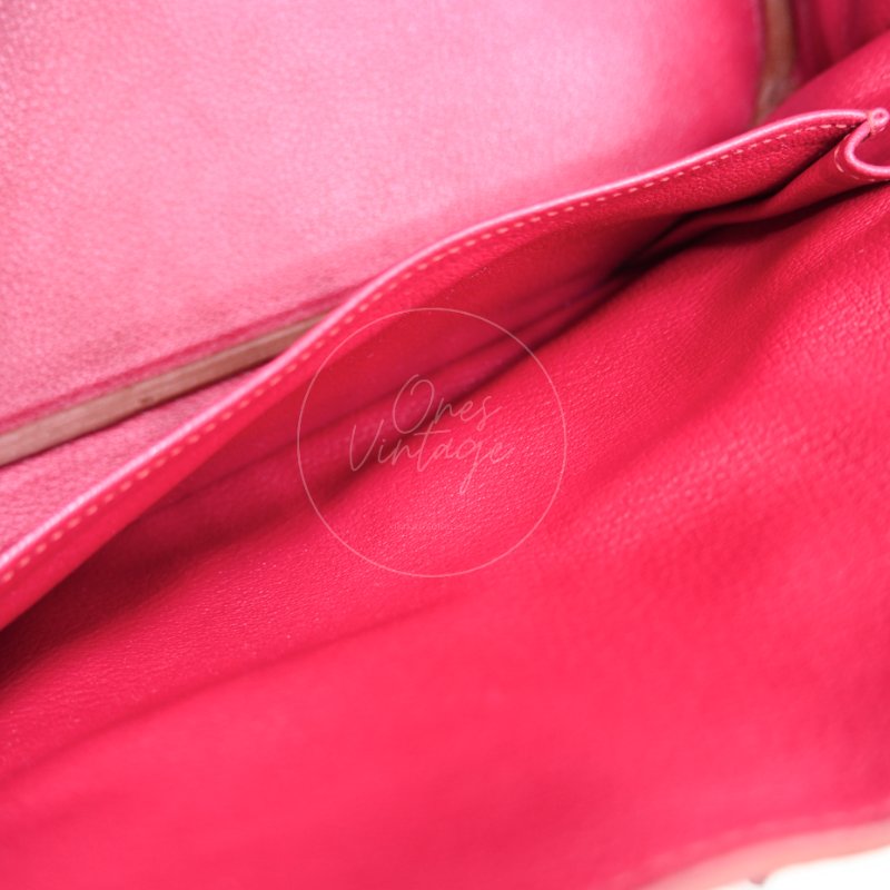 中古 愛馬仕 Hermès JPG Shoulder Birkin 42 銀色五金 Rubis 紅寶石色手袋-23