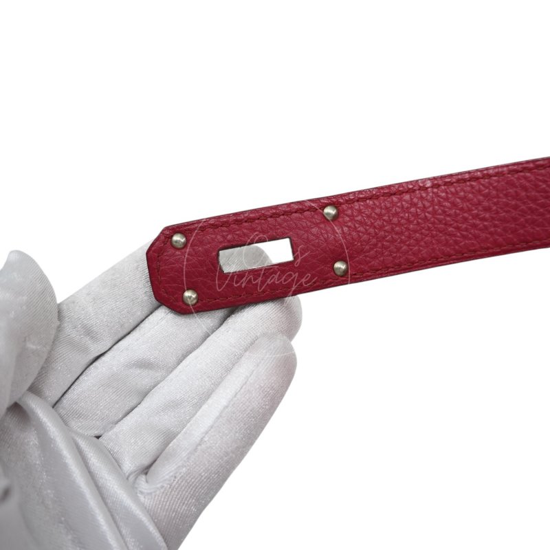 中古 愛馬仕 Hermès JPG Shoulder Birkin 42 銀色五金 Rubis 紅寶石色手袋-25