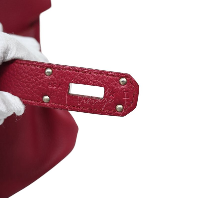 中古 愛馬仕 Hermès JPG Shoulder Birkin 42 銀色五金 Rubis 紅寶石色手袋-27