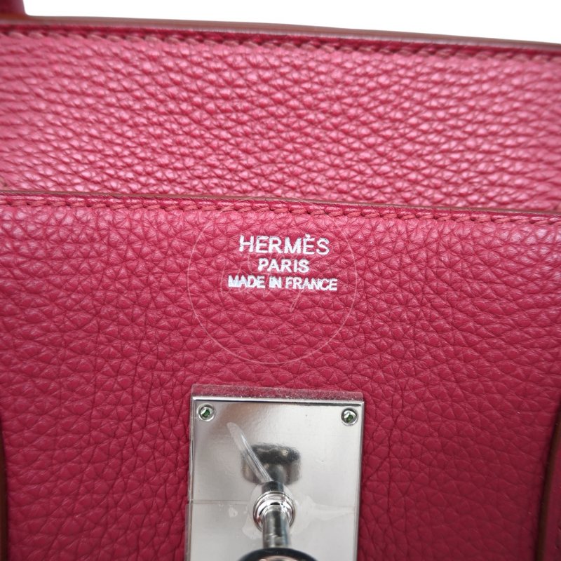 中古 愛馬仕 Hermès JPG Shoulder Birkin 42 銀色五金 Rubis 紅寶石色手袋-28