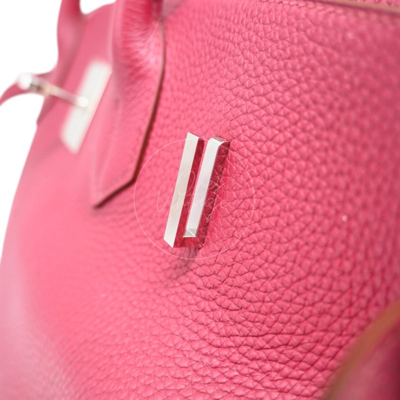 中古 愛馬仕 Hermès JPG Shoulder Birkin 42 銀色五金 Rubis 紅寶石色手袋-30