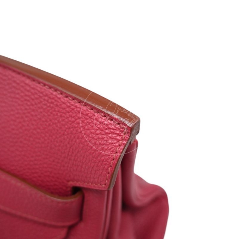 中古 愛馬仕 Hermès JPG Shoulder Birkin 42 銀色五金 Rubis 紅寶石色手袋-41