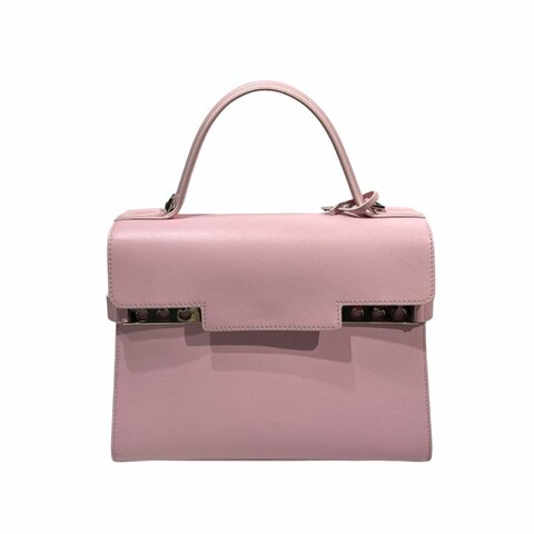 DELVAUX Calfskin Leather Tempete MM Shoulder Bag Pink GHW