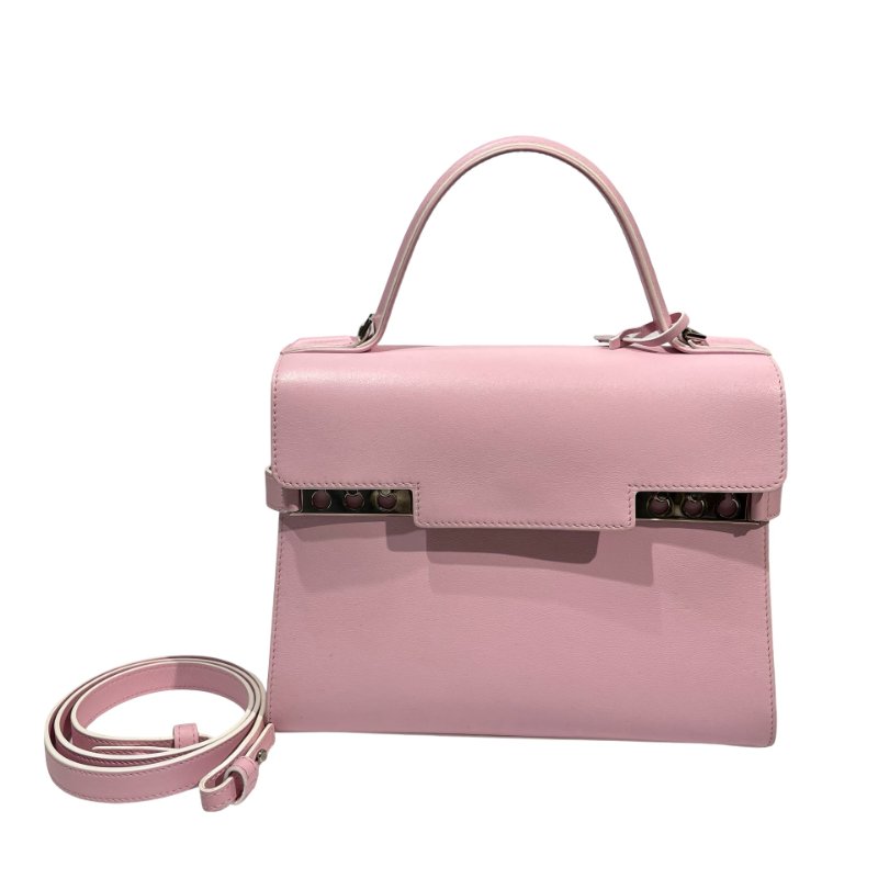 DELVAUX Calfskin Leather Tempete MM Shoulder Bag Pink GHW-2