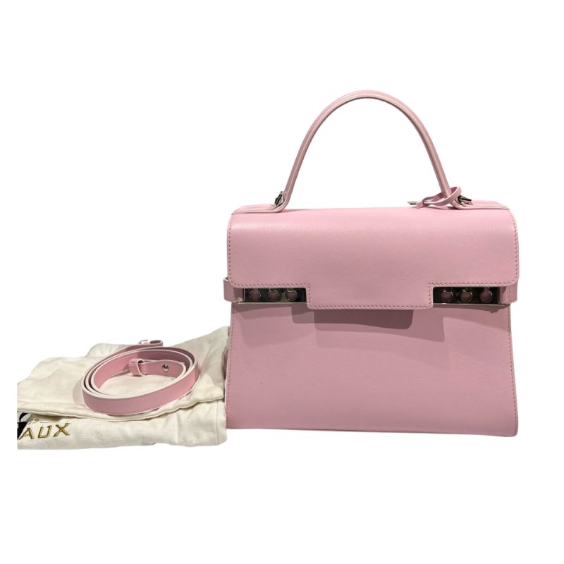 DELVAUX Calfskin Leather Tempete MM Shoulder Bag Pink GHW-3