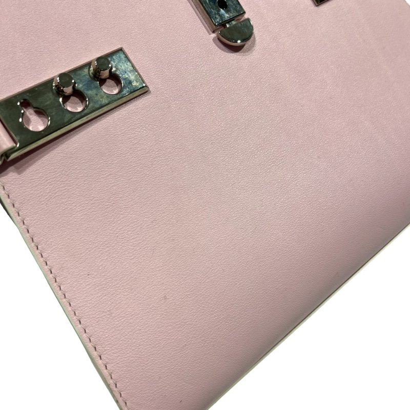 DELVAUX Calfskin Leather Tempete MM Shoulder Bag Pink GHW-15