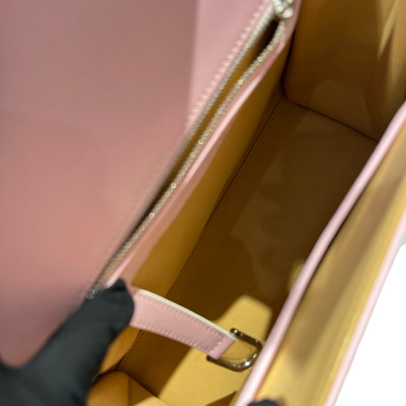 DELVAUX Calfskin Leather Tempete MM Shoulder Bag Pink GHW-16