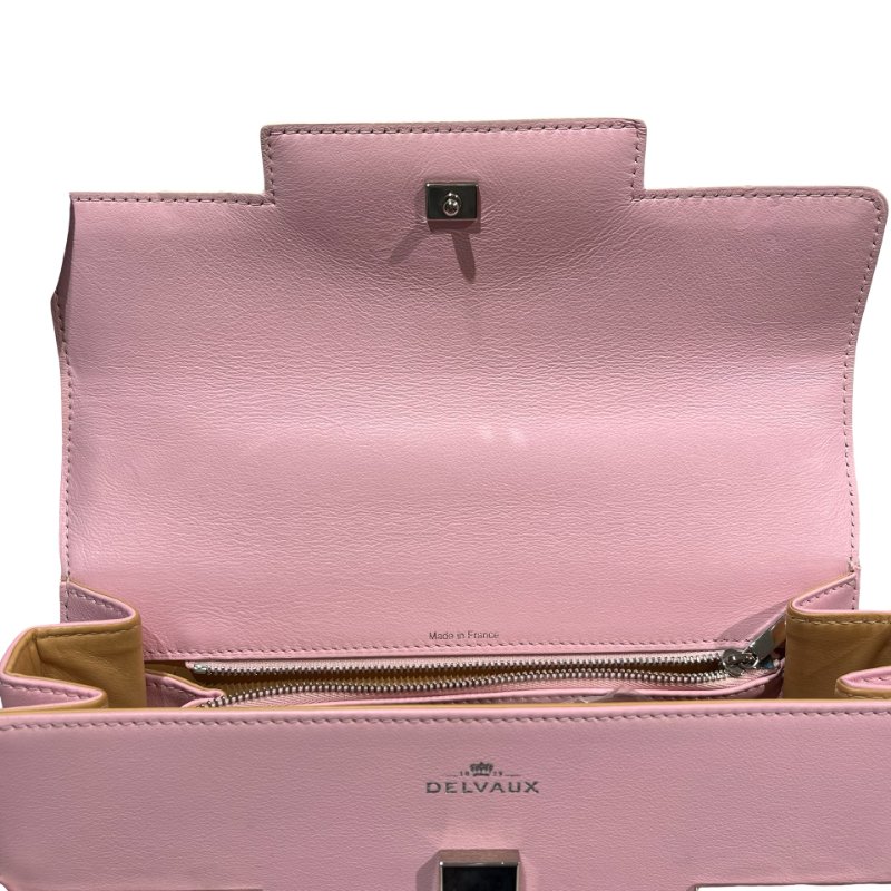DELVAUX Calfskin Leather Tempete MM Shoulder Bag Pink GHW-17