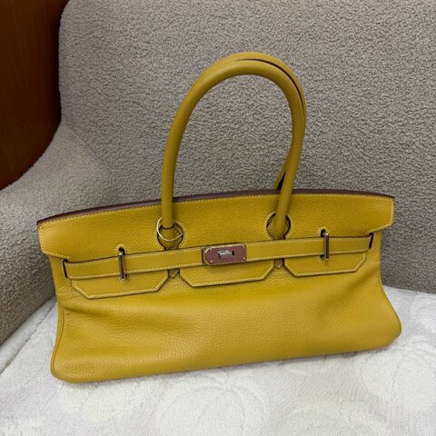 中古 愛馬仕 Hermès JPG Shoulder Birkin 42 2C Curry 咖哩色 銀色五金 印記 Square L 手袋
