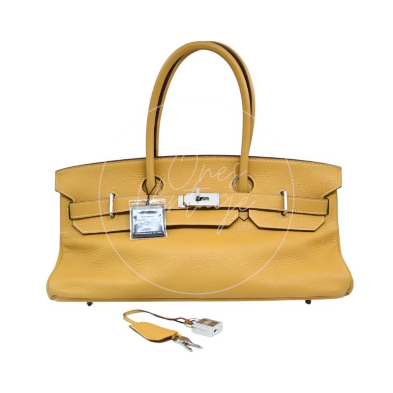 中古 愛馬仕 Hermès JPG Shoulder Birkin 42 2C Curry 咖哩色 銀色五金 印記 Square L 手袋-1