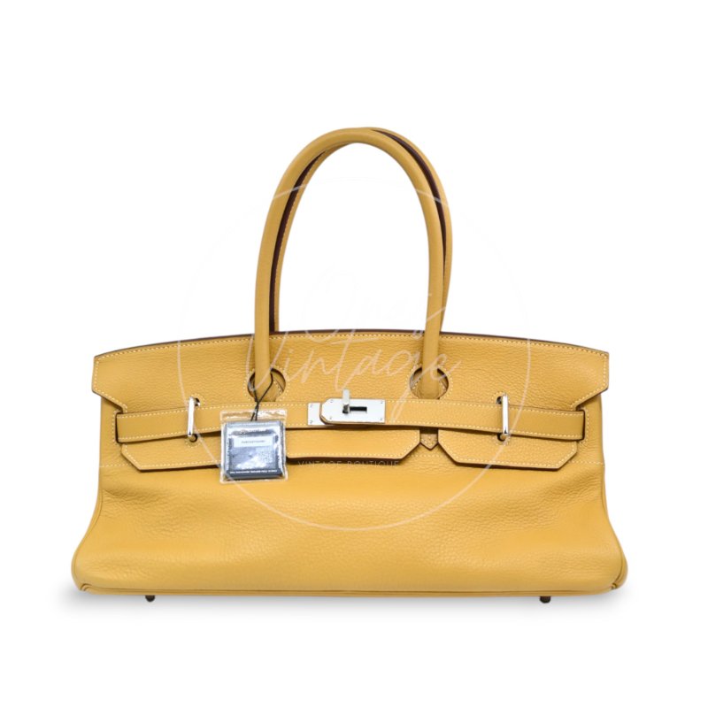 中古 愛馬仕 Hermès JPG Shoulder Birkin 42 2C Curry 咖哩色 銀色五金 印記 Square L 手袋-2