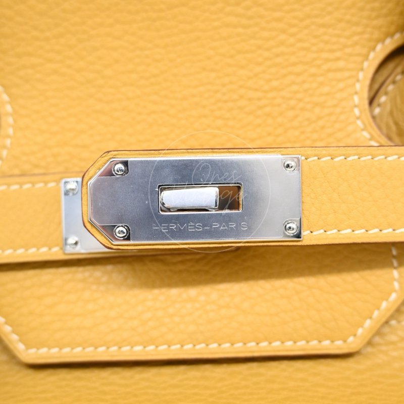 中古 愛馬仕 Hermès JPG Shoulder Birkin 42 2C Curry 咖哩色 銀色五金 印記 Square L 手袋-31