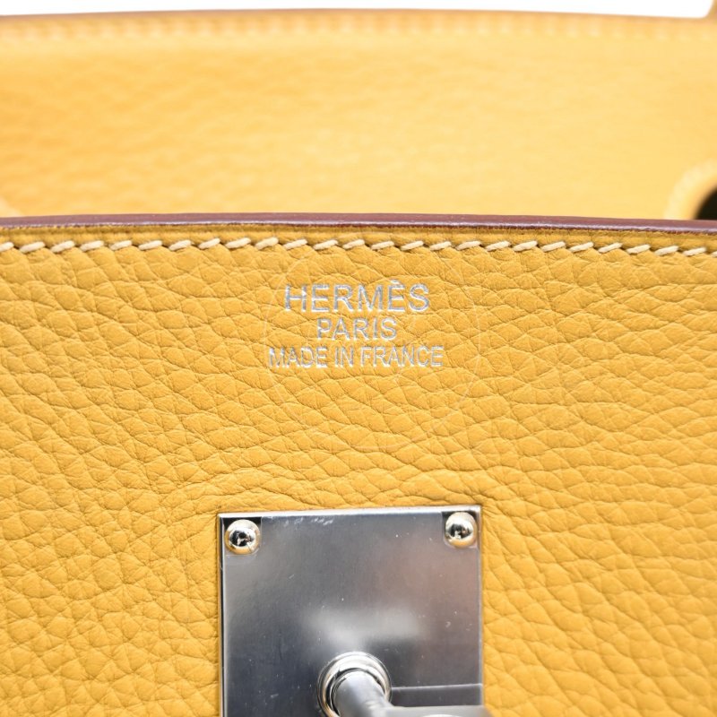 中古 愛馬仕 Hermès JPG Shoulder Birkin 42 2C Curry 咖哩色 銀色五金 印記 Square L 手袋-40