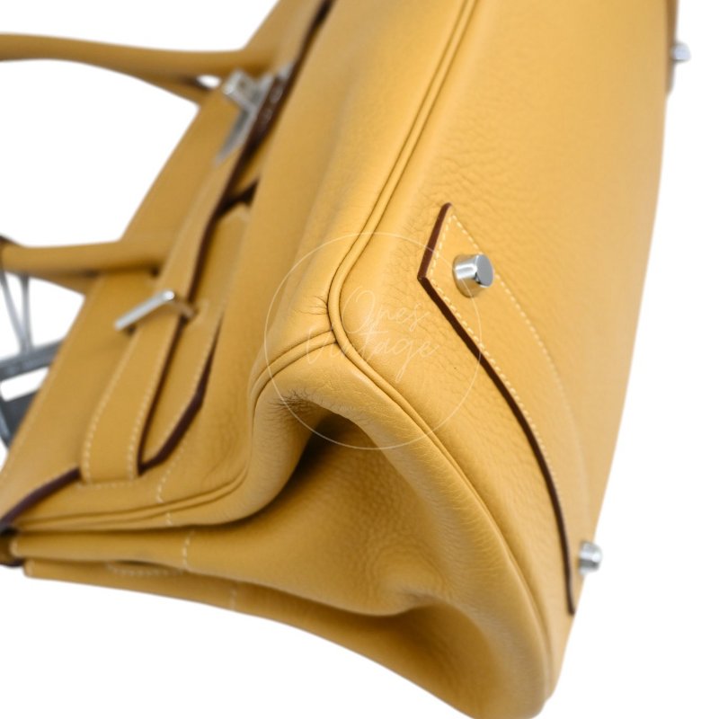 中古 愛馬仕 Hermès JPG Shoulder Birkin 42 2C Curry 咖哩色 銀色五金 印記 Square L 手袋-43