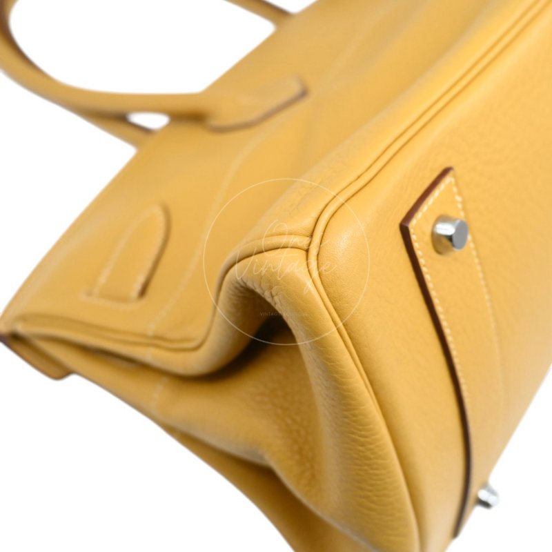 中古 愛馬仕 Hermès JPG Shoulder Birkin 42 2C Curry 咖哩色 銀色五金 印記 Square L 手袋-46