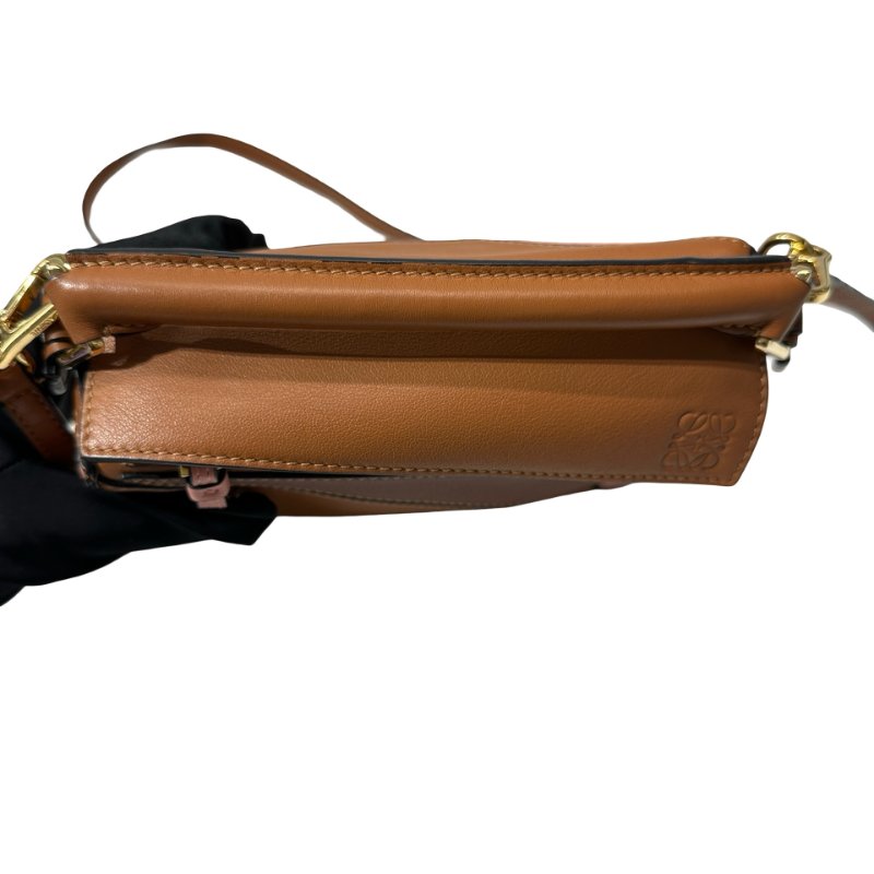 Loewe Calfskin Leather Puzzle Mini Cross Body Bag Brown Pink GHW-11