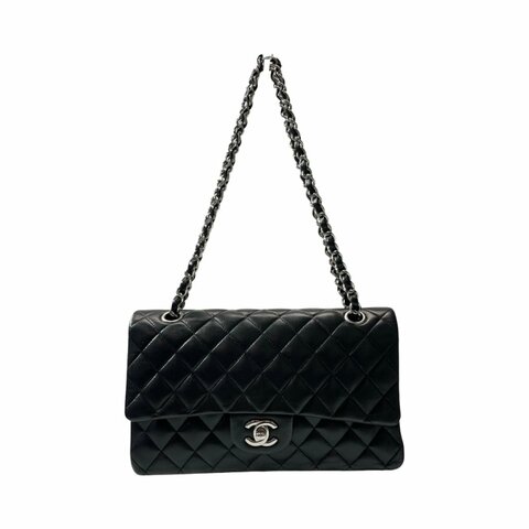 CHANEL Lambskin Leather CF 25 Shoulder Bag Black PHW