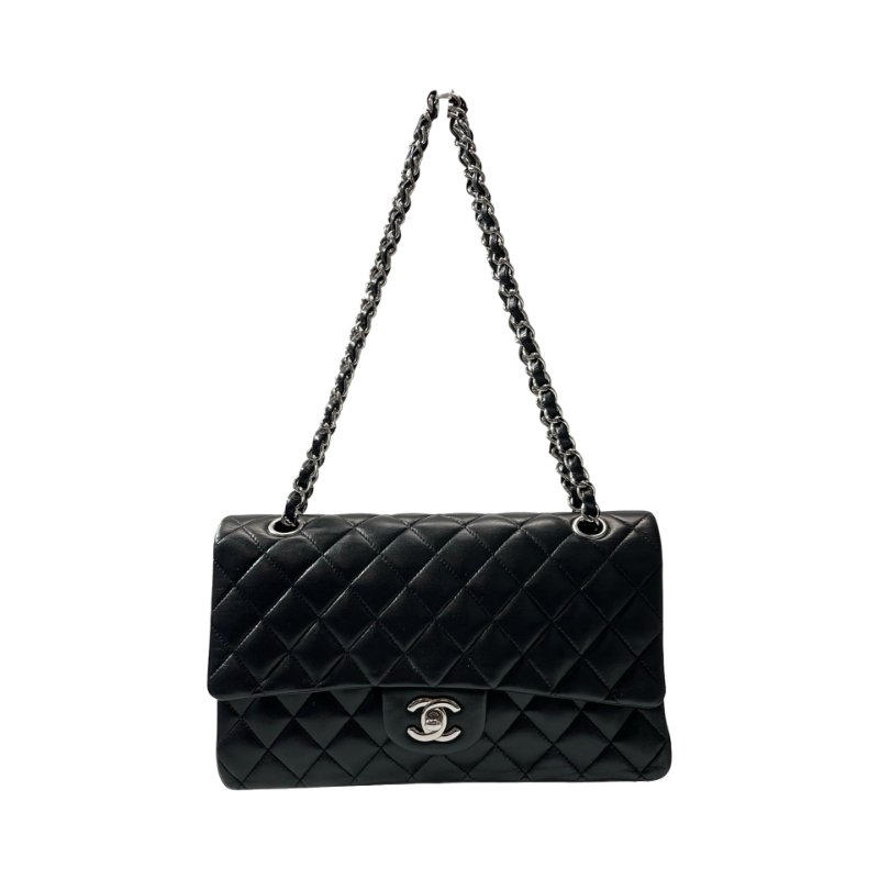 CHANEL Lambskin Leather CF 25 Shoulder Bag Black PHW-0