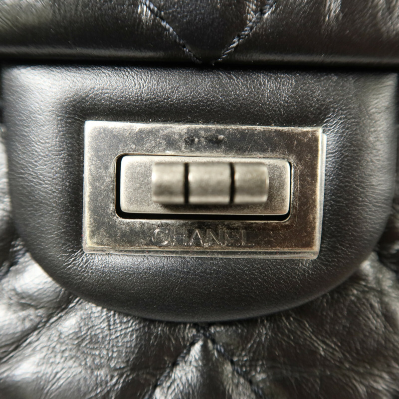 CHANEL 牛皮皮革2.55 28cm鏈帶手挽肩背兩用袋-7