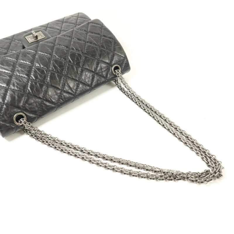 CHANEL 牛皮皮革2.55 28cm鏈帶手挽肩背兩用袋-8