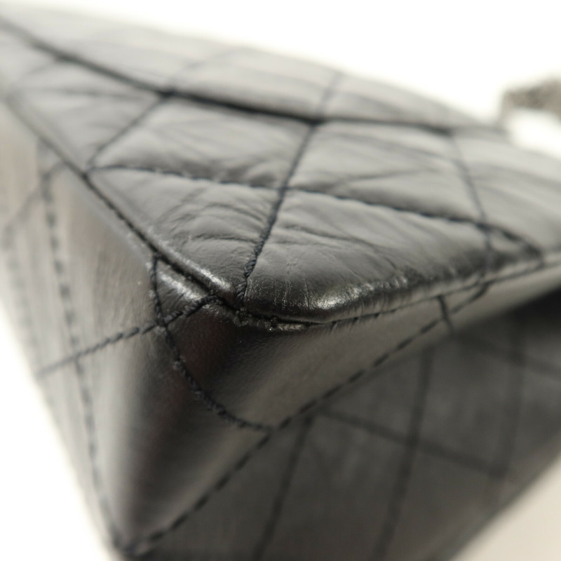 CHANEL 牛皮皮革2.55 28cm鏈帶手挽肩背兩用袋-12