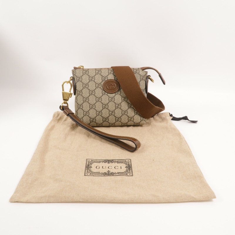 GUCCI 塗層帆布Interlocking G Messenger手挽肩背兩用袋-9