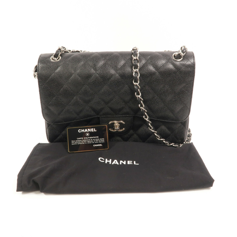 CHANEL 牛皮皮革Large Classic鏈帶肩背袋-11