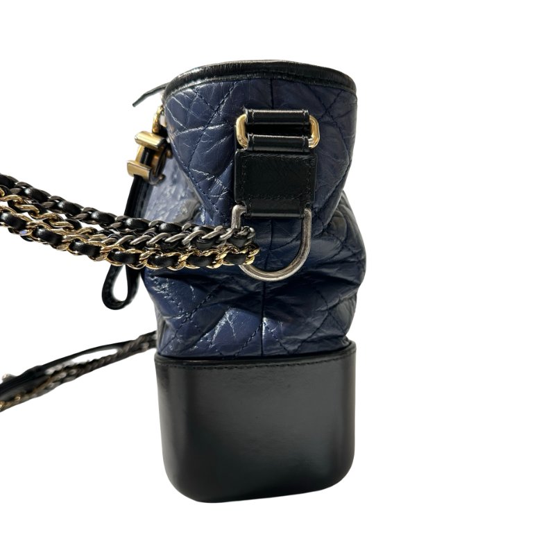 CHANEL Lambskin Leather Gabrielle Cross Body Bag Navy GHW-4