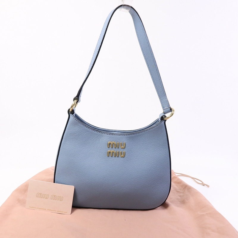 Miu Miu 牛皮皮革Hobo肩背袋-8