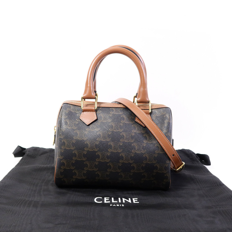 CELINE 塗層帆布Triomphe Small Boston手挽袋-9