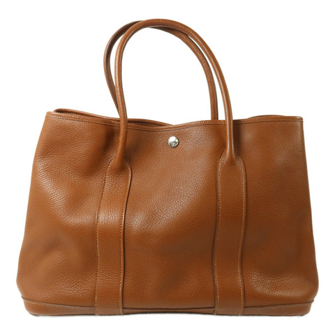HERMES Negonda皮革Garden Party PM手挽袋Marron Fonce