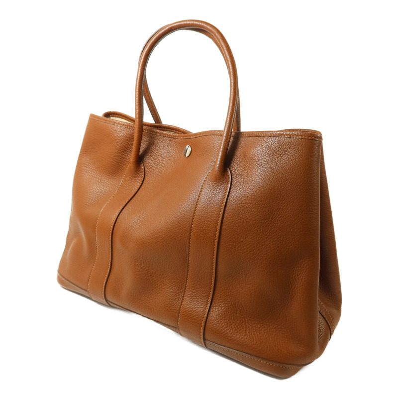 HERMES Negonda皮革Garden Party PM手挽袋Marron Fonce-1